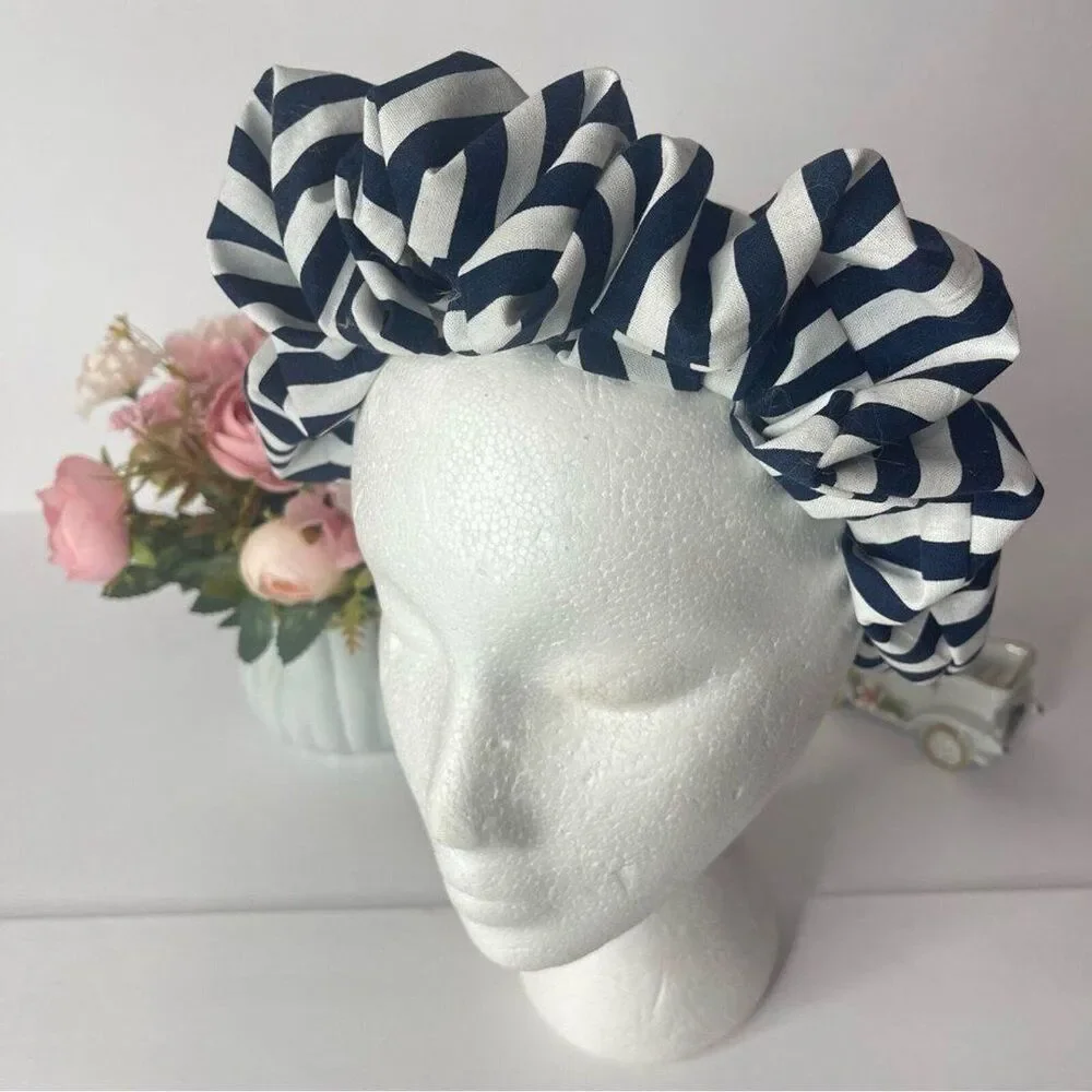Headband wrap scrunched Women striped elastic